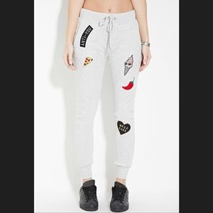 Patch graphic joggers sweatpants pants heart graphic gray pants y2K 90s vibes